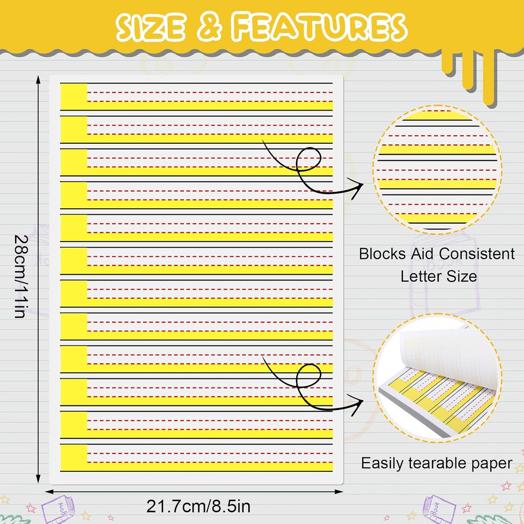 FunooFuno Raised-Line Handwriting Paper, 8.5 × 11 in.