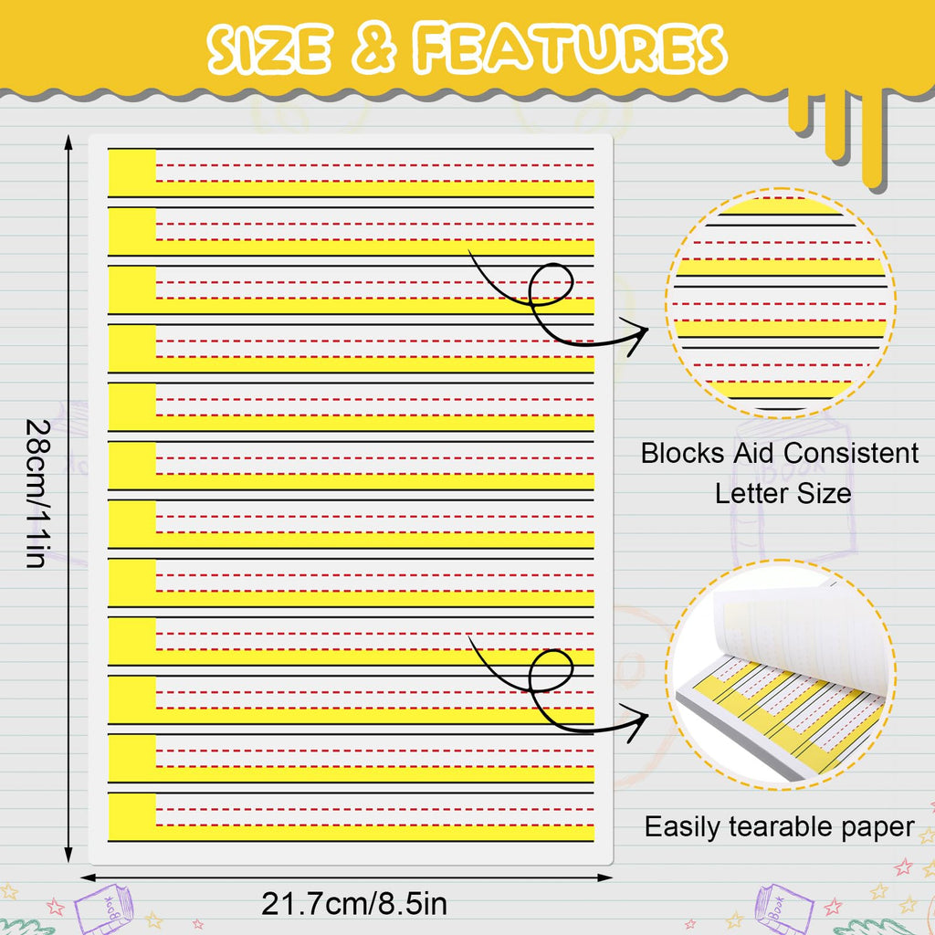 FunooFuno Raised-Line Handwriting Paper, 8.5 × 11 in.