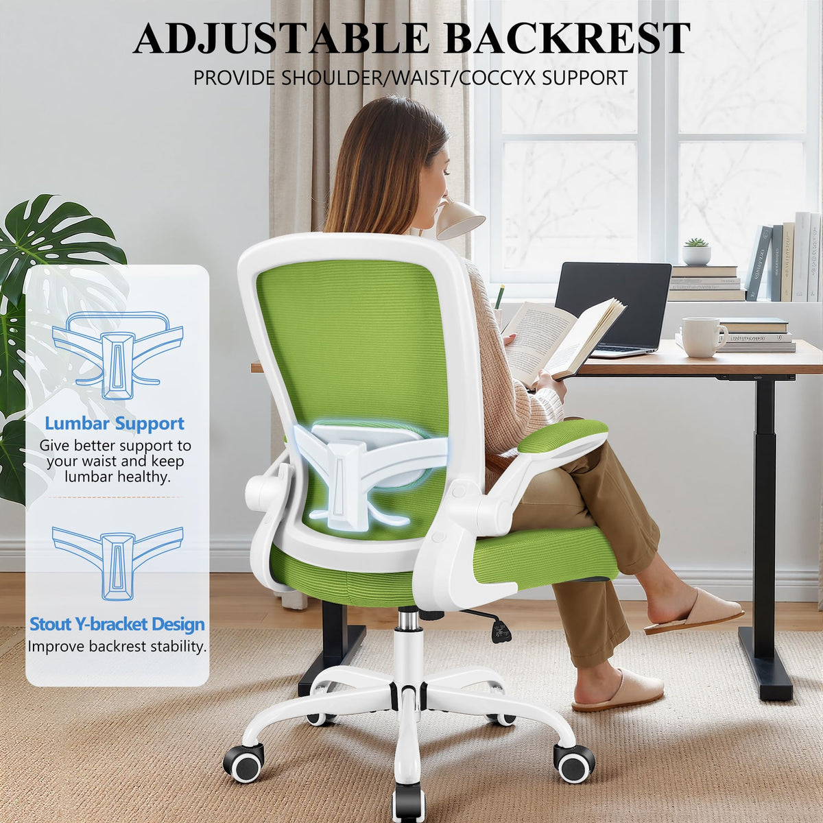 FelixKing Office Chair, Ergonomic Desk Chair Breathable Mesh Chairs Adjustable High Back Lumbar Support Flip-up Armrests, Executive Rolling Swivel Comfy Computer Chairs Home Office Black