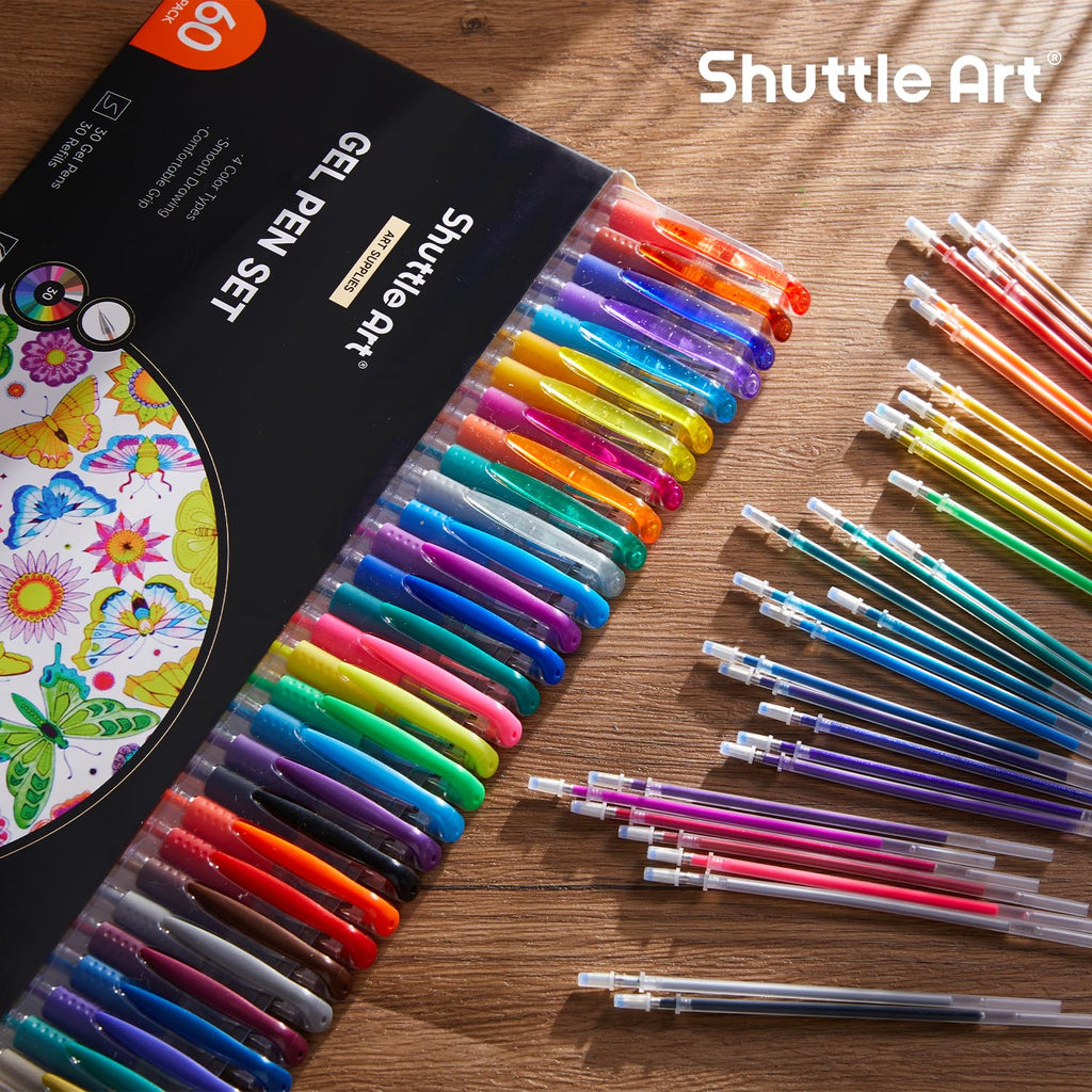 Shuttle Art 260 Pack Gel Pens Set, 130 Colors with 130 Refills for Adults Coloring Books Drawing Crafts Scrapbooking Journaling