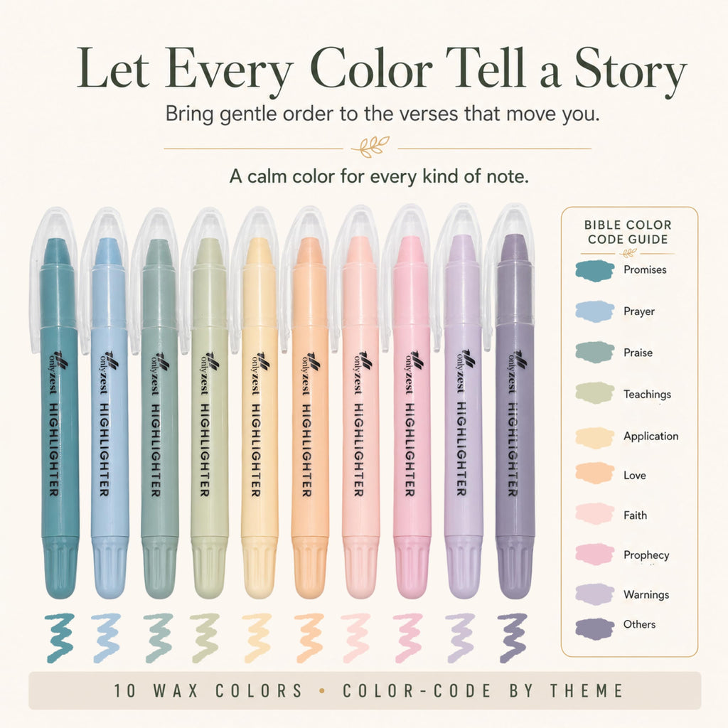 10 Pack Bible Safe Highlighters - Pastel Color, Wax Highlighters