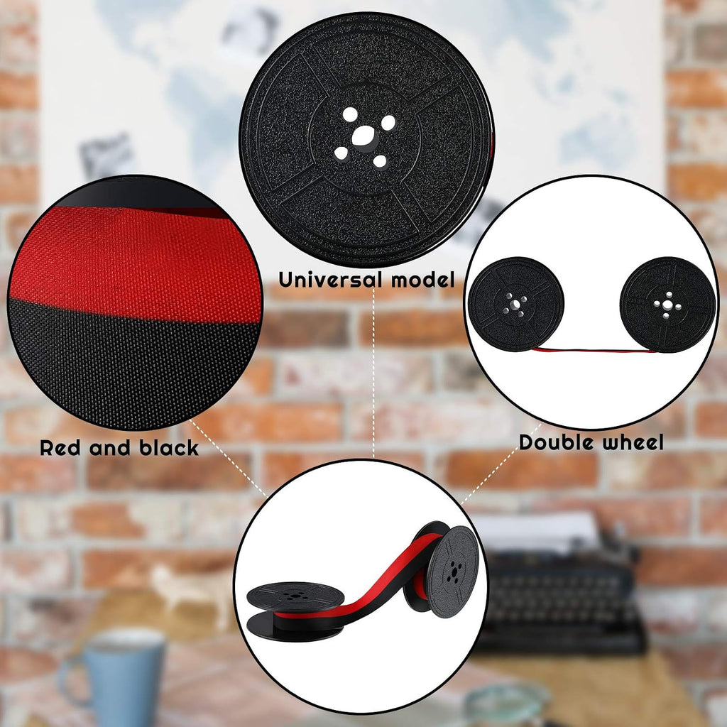 Tenare 4 Pairs Universal Typewriter Ribbon, Calculator Ribbon, Red, Black