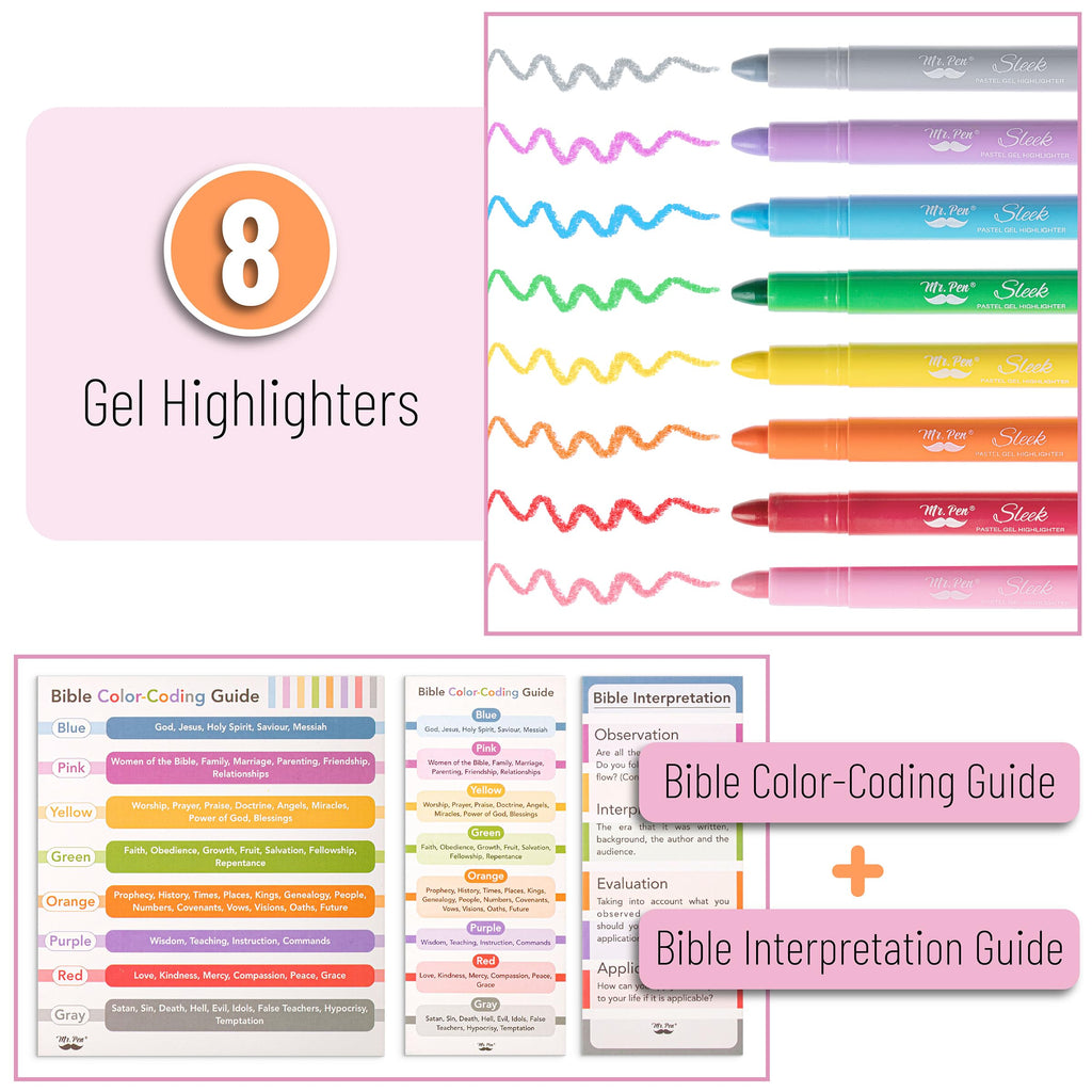 Mr. Pen- No Bleed Gel Highlighters, Vibrant Colors, 8 Pack