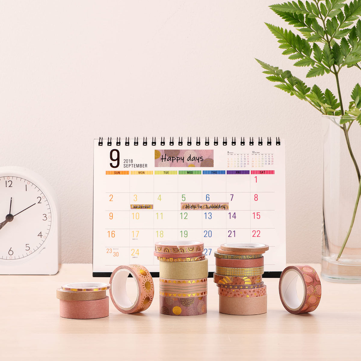 Mr. Pen- Washi Tape Set, 21 Rolls, Assorted Sizes, Floral