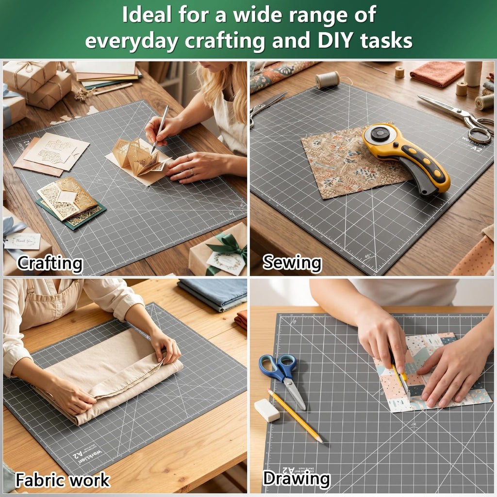 WORKLION 12" x 18" Art Self Healing PVC Cutting Mat, Double Sided, Gridded Rotary Cutting Board for Craft, Fabric, Quilting, Sewing, Scrapbooking Project……