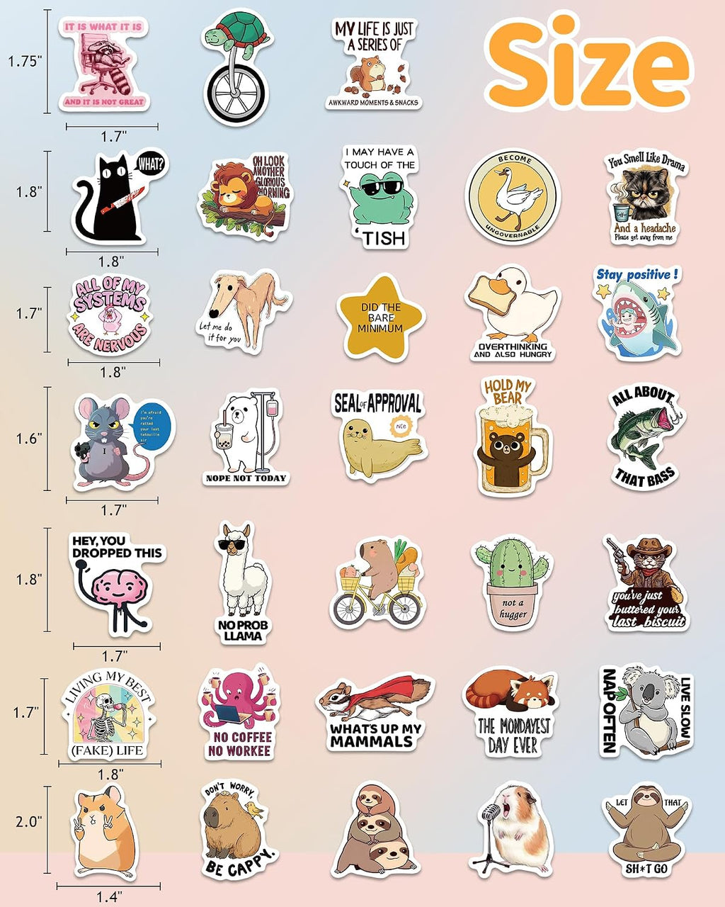 300 Pcs Funny Stickers for Adults, Sticker Pack for Water Bottle Laptop