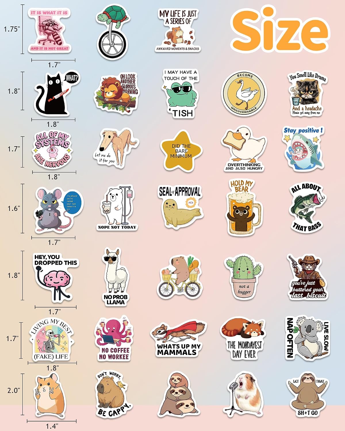 300 Pcs Funny Stickers for Adults, Sticker Pack for Water Bottle Laptop