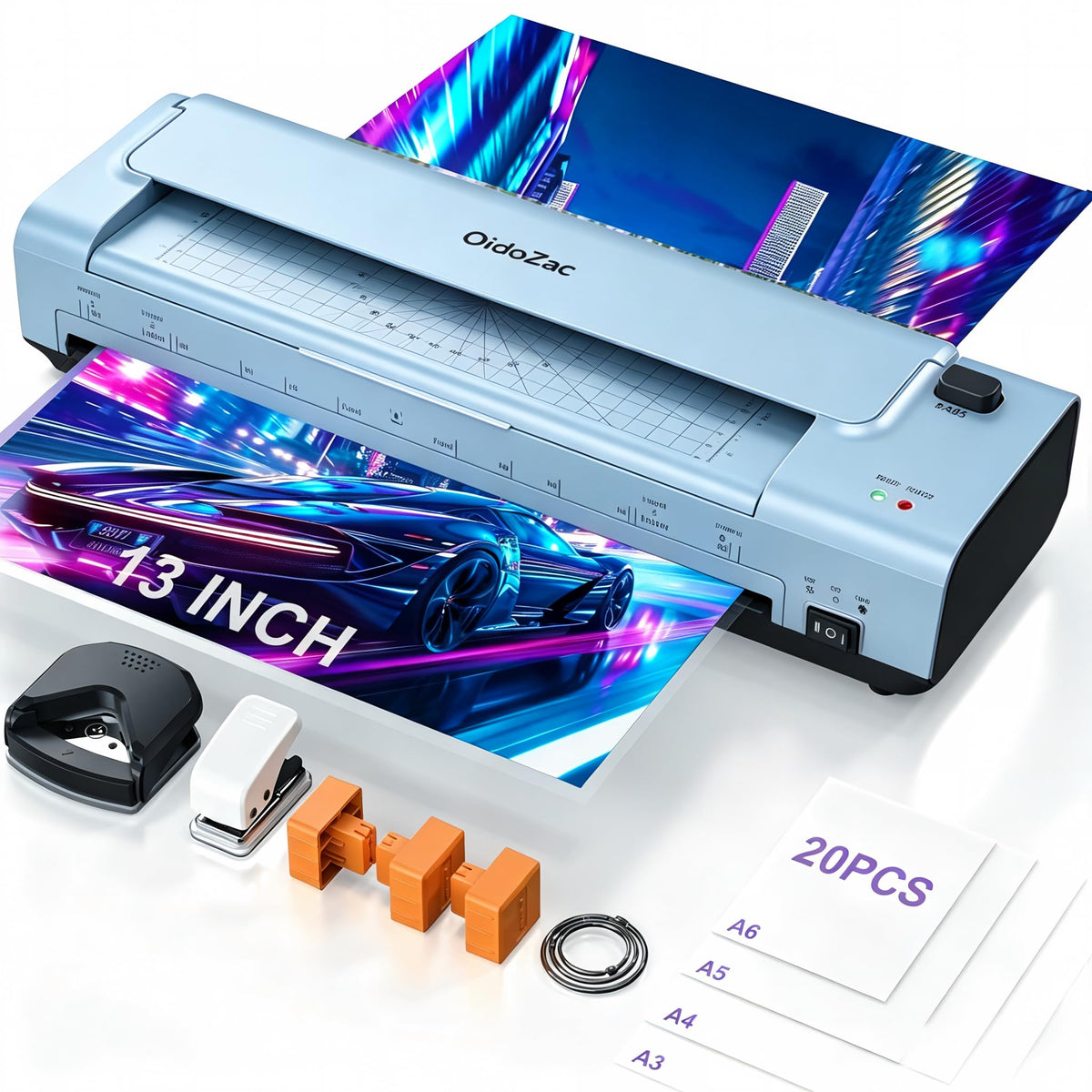 Laminator Machine 13 Inch, Mica Heating Dual Roller for Professional Lamination, 11x17 Personal Laminator with Laminating Pouches for Teachers, Hot & Cold Thermal Laminate for Home, Office