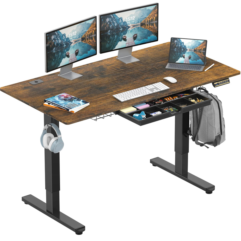 SHW 55-Inch Electric Adjustable Student Desk with Drawer