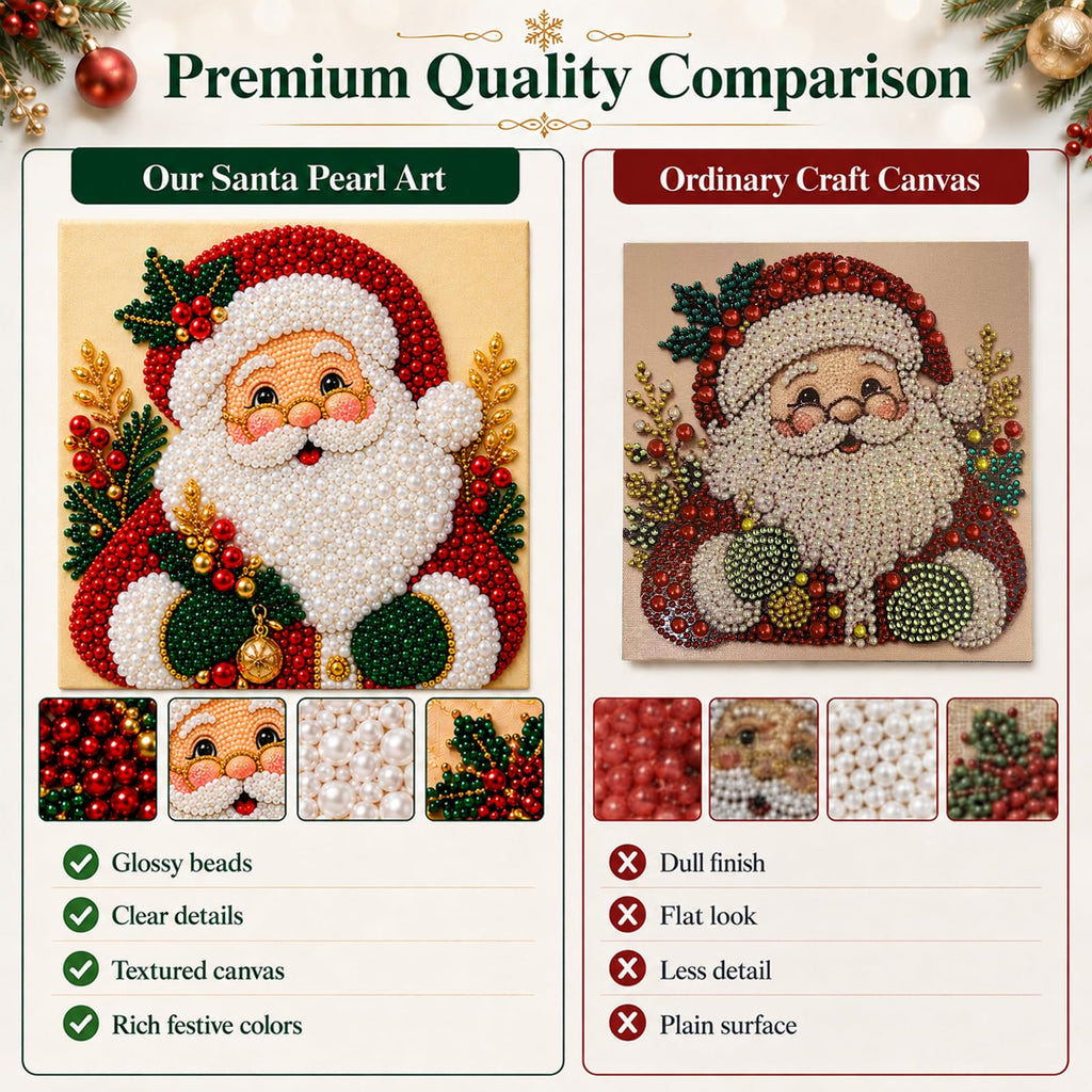 6 PCS DIY Pearl Diamond Art Kits for Adults, Wooden Christmas Ornaments