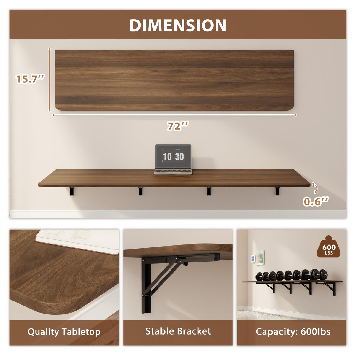 Dogsky Wall Mounted Folding Table 24x15.7 in - 100LB Capacity