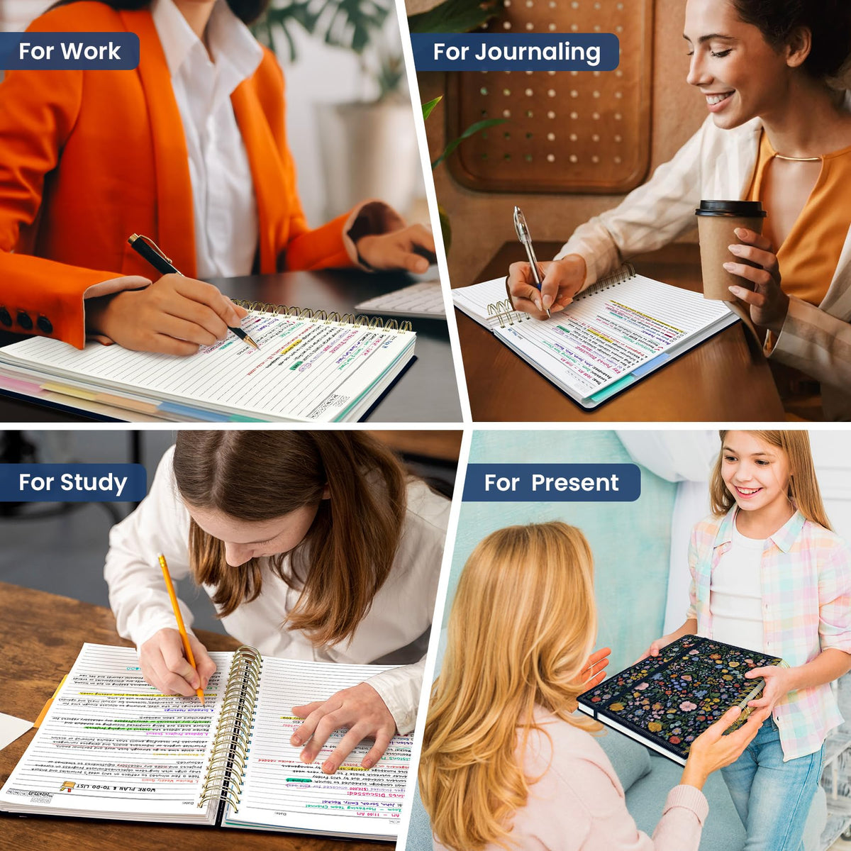 Taja Spiral Notebooks for Work 5 Subject Notebook with Removable Dividers