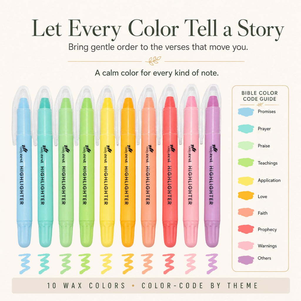 10 Pack Bible Safe Highlighters - Pastel Color, Wax Highlighters