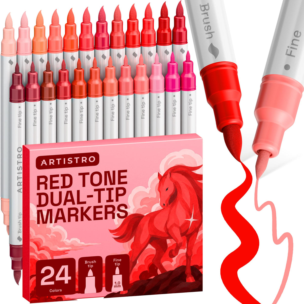 ARTISTRO Dual-Tip Acrylic Paint Markers – 1mm Fine & 1–5mm Brush Tip | ASTM D4236 Safe, Multi-Surface