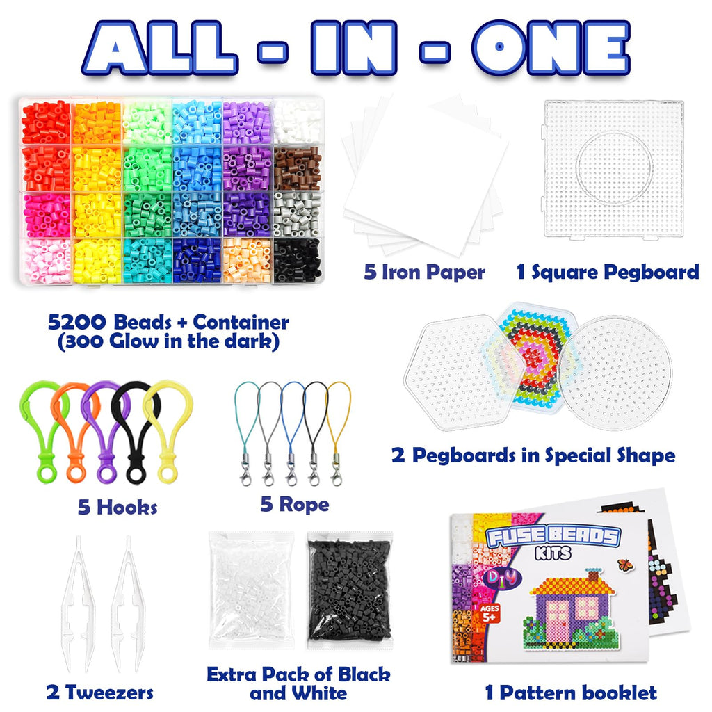 23000 5mm Fuse Beads Kit for Craft Gifts - 22 Colors | 106 Patterns