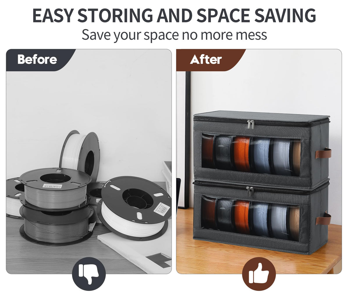 Qozary Filament Storage Box, 4 Pack Filament Container for 3D Printing