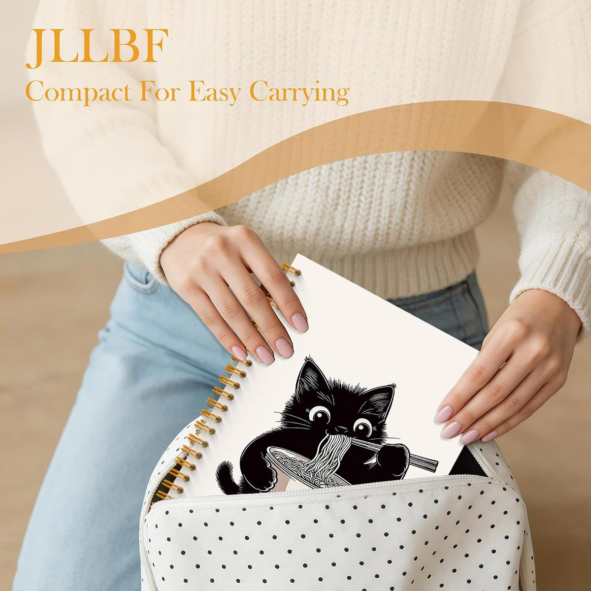 Cute Black Cat Spiral Notebook, Black Cats Lover Gifts Notebooks for Work, Cat Office Supplies, Japanese Noodle Kitty Journal Notebook, 5.5x8.3 Inch