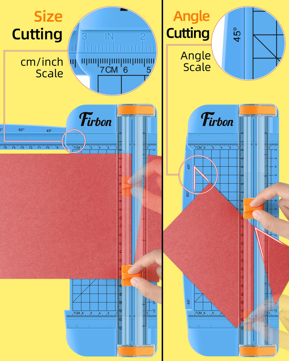 Firbon A5 Paper Cutter, Small Straight Paper Trimmer with Side Ruler