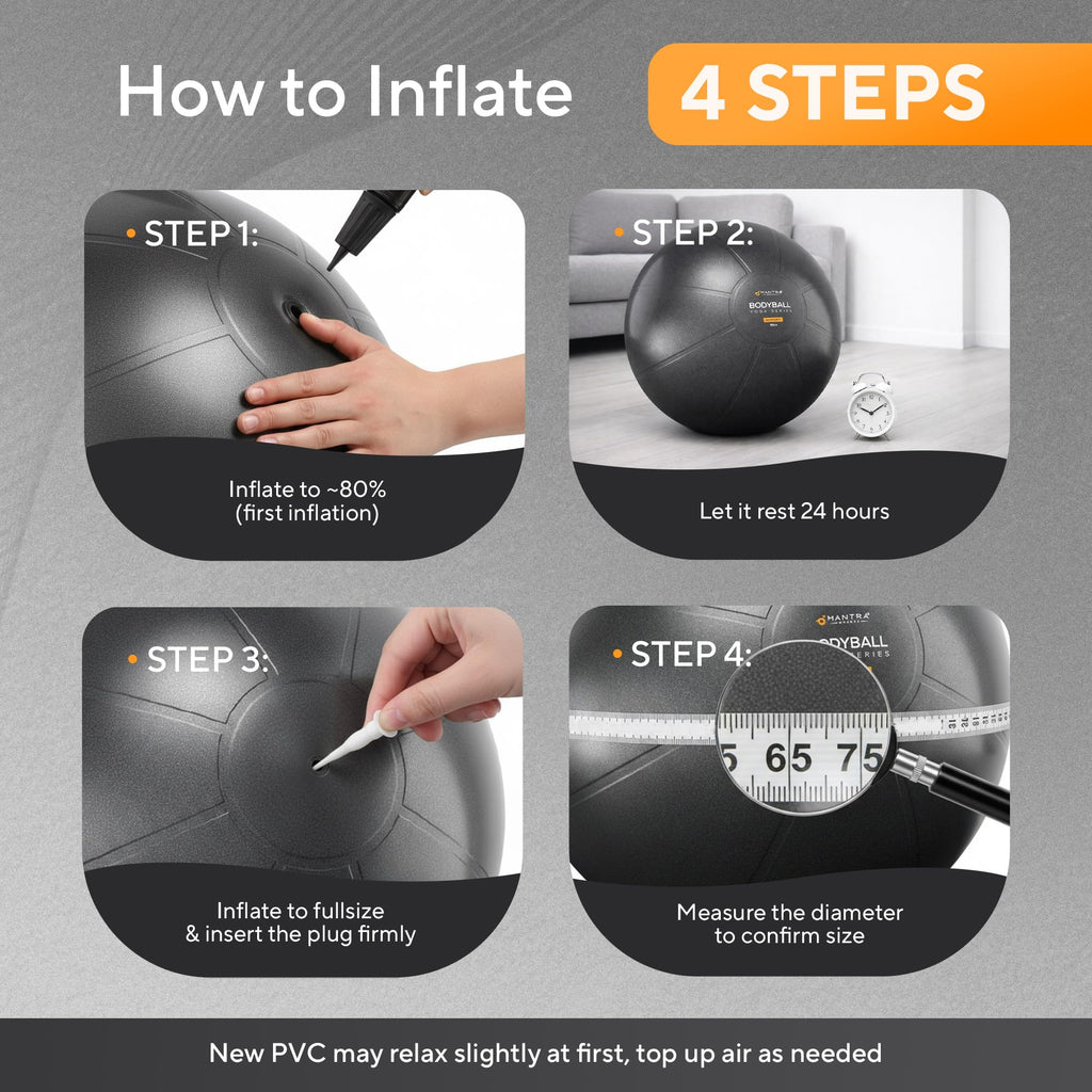 Yoga Ball Chair for Office Desk with Base - Ergonomic Balance & Stability Exercise Ball Seat for Adults - Active Sitting for Posture, Core & Back Pain Relief, Home Gym, Therapy, Pump