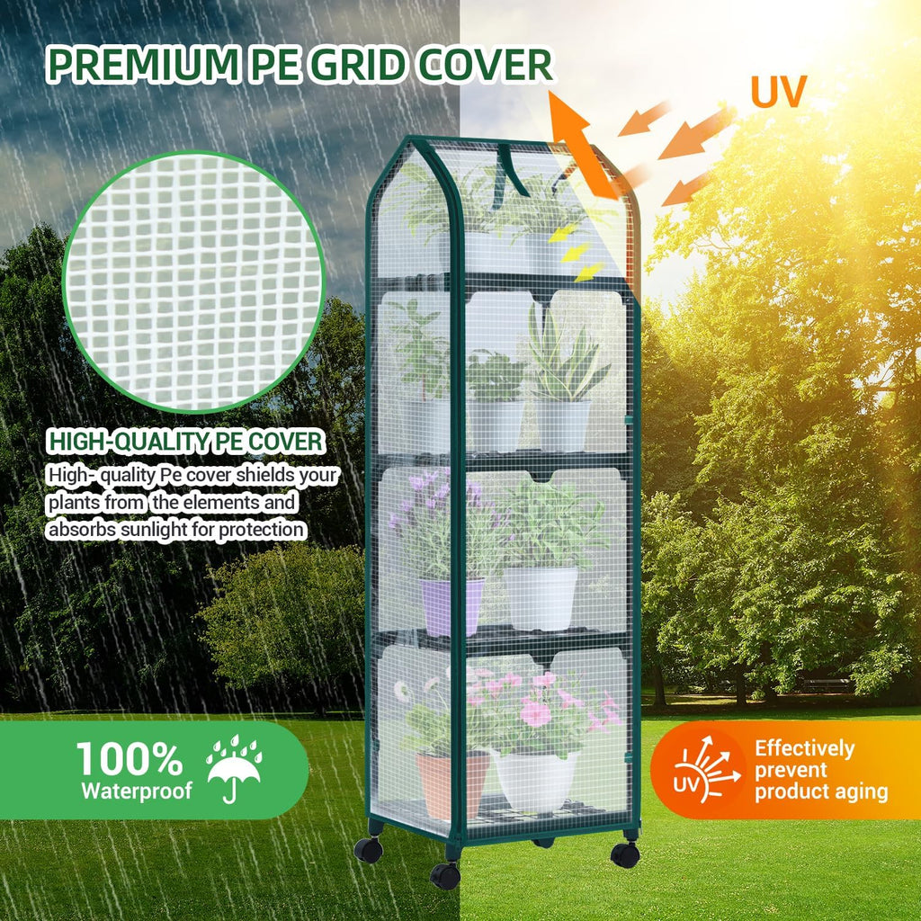 Ohuhu Portable Greenhouse with 4 Shelves (Mini & Large Sizes)