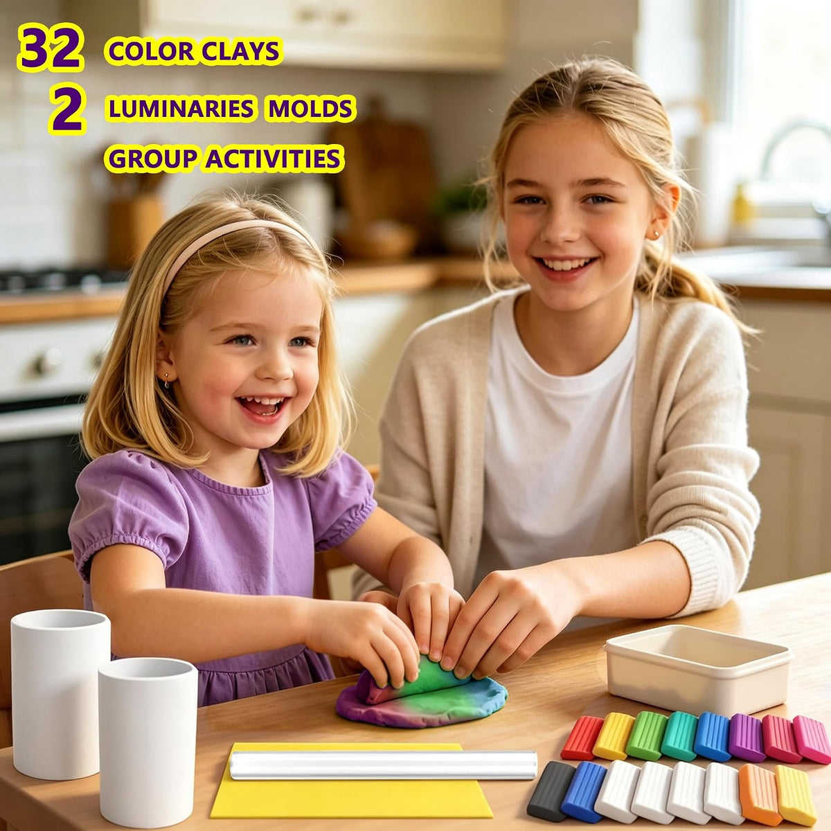 MHMYDIS Make Your Own Clay Luminaries - Arts and Crafts kit for Boys Girls and Teens Age 6 7 8 9 10 11 12 Year Old and up - Creative Clay Lantern Toys for 8-12 Year Olds