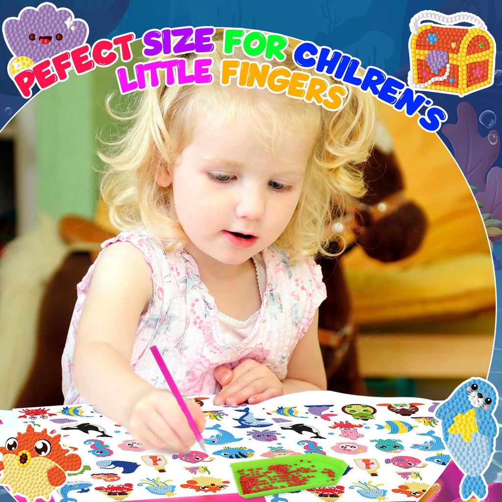 Labeol Diamond Art Kits for Kids Boys and Girls Ages 6-8-10-12 Easy to DIY Creative Diamond Art Sticker Craft by Numbers Kits for Kids and Adult Beginners (Animal)