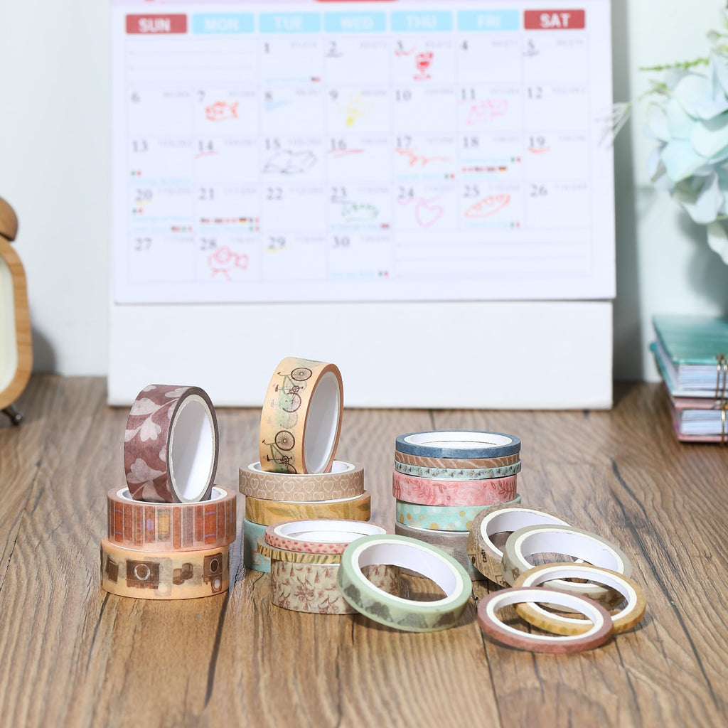 Mr. Pen- Washi Tape Set, 21 Rolls, Assorted Sizes, Floral