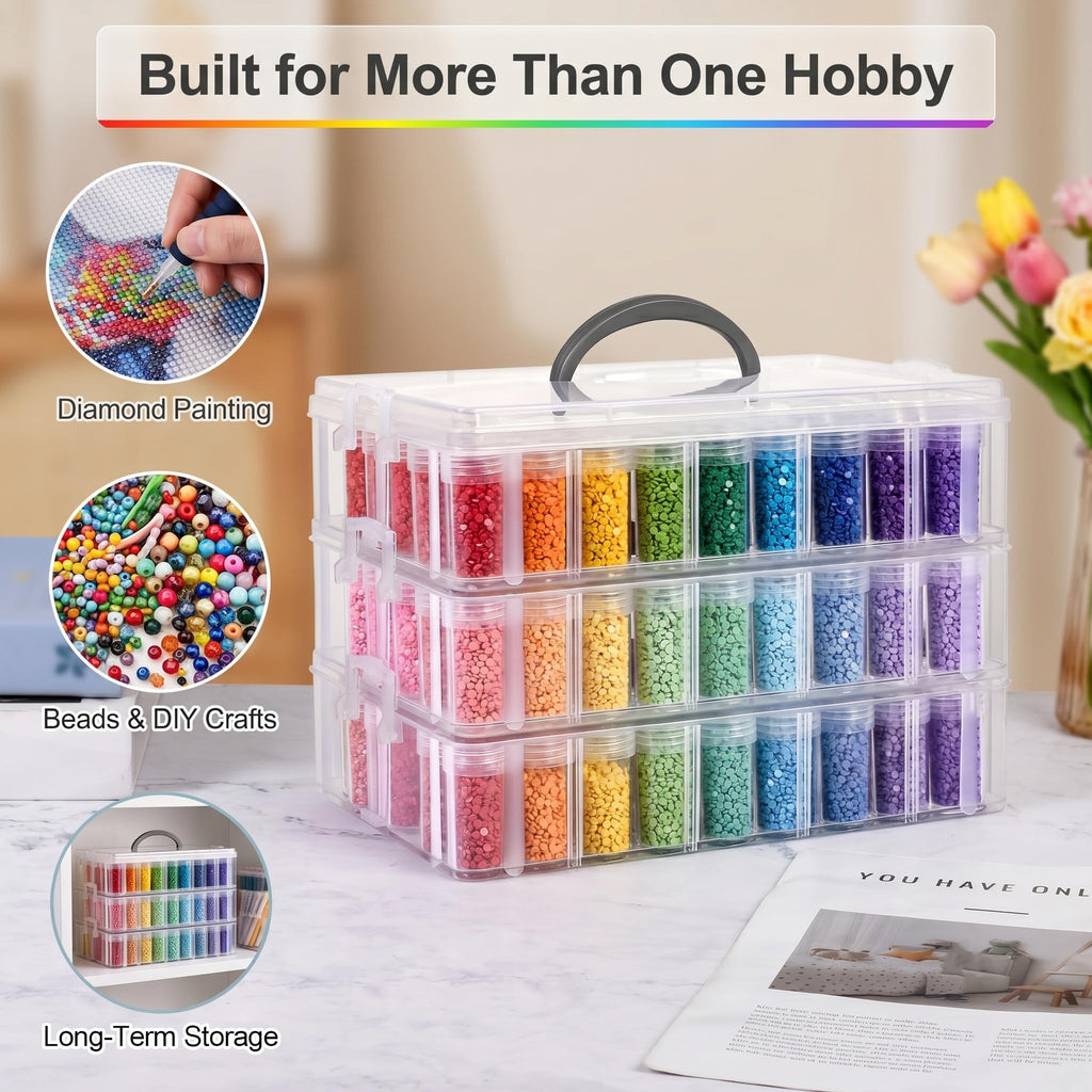 Diamond Art Storage Organizer, 200 Jars, 4-Tier Stackable Case