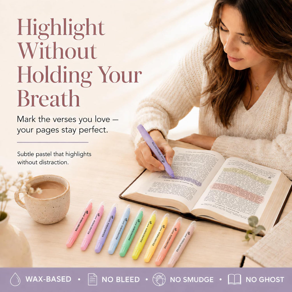10 Pack Bible Safe Highlighters - Pastel Color, Wax Highlighters