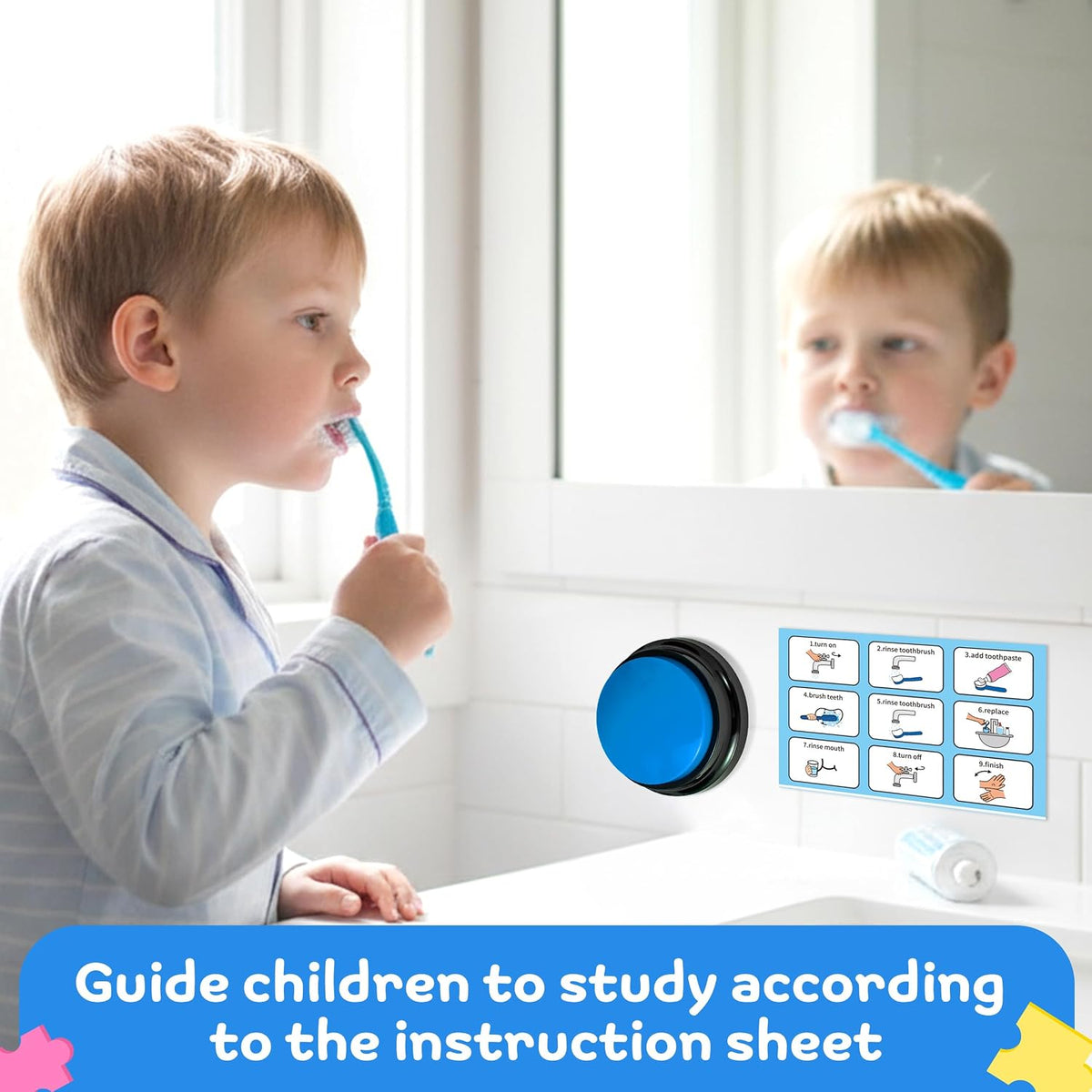 Autism Life Routine Chart with Speech Buttons-4Pcs Communication Aids