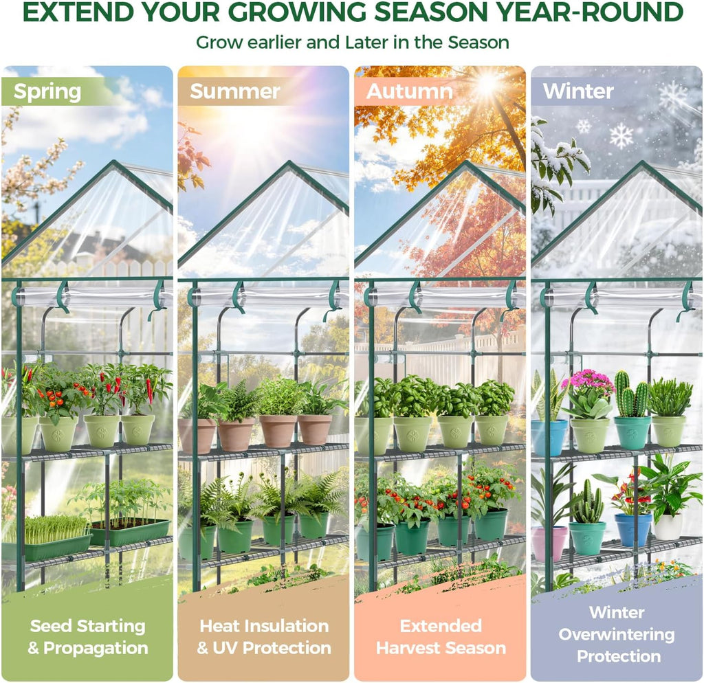 Ohuhu Plastic Greenhouse with 3–4 Tiers, Up to 22.56 Sq Ft