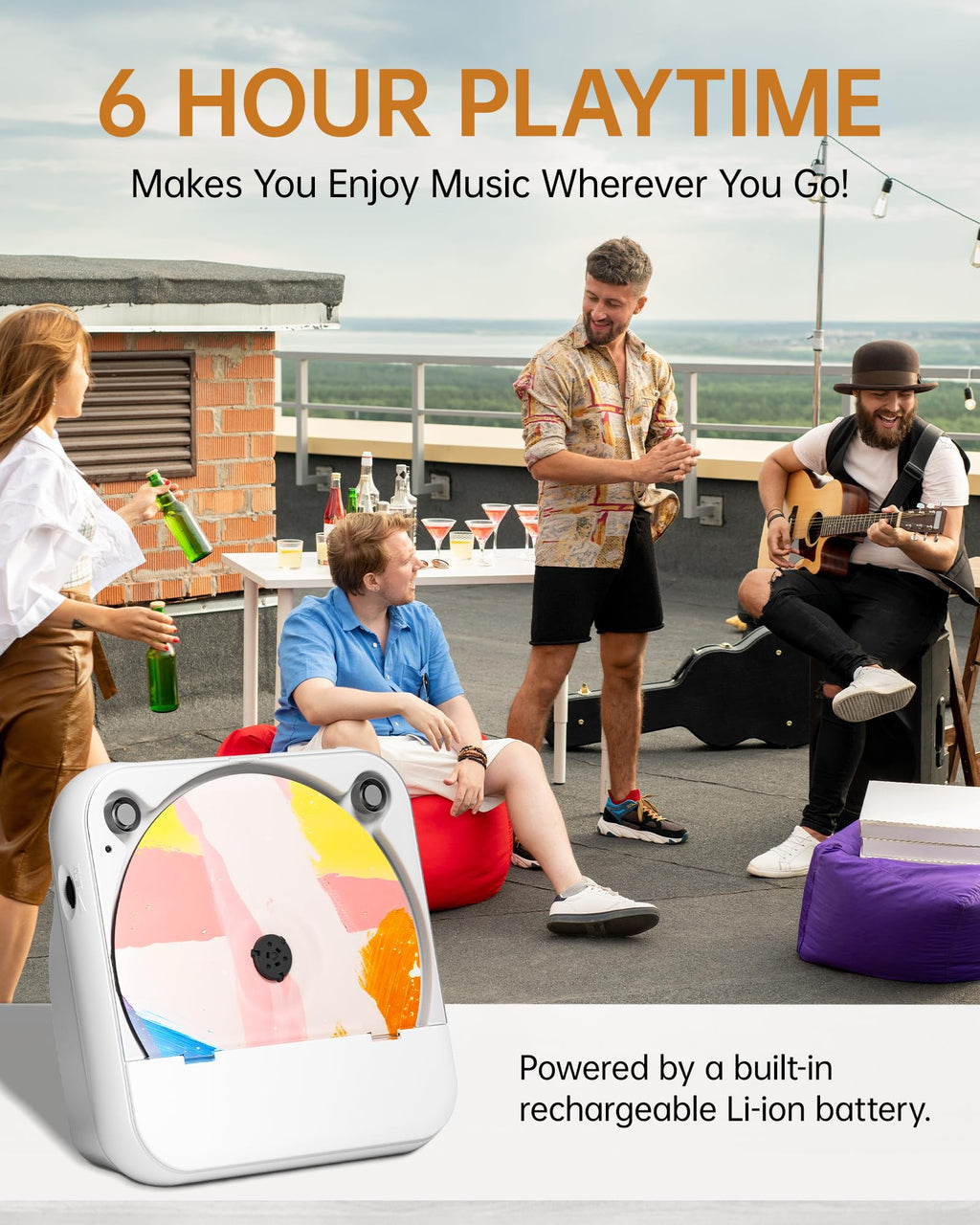 ENVYCLOUD Rechargeable CD Player with Speakers for Learning (K–12)