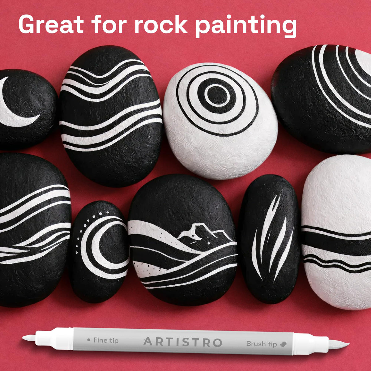 ARTISTRO Dual-Tip Acrylic Paint Markers – 1mm Fine & 1–5mm Brush Tip | ASTM D4236 Safe, Multi-Surface