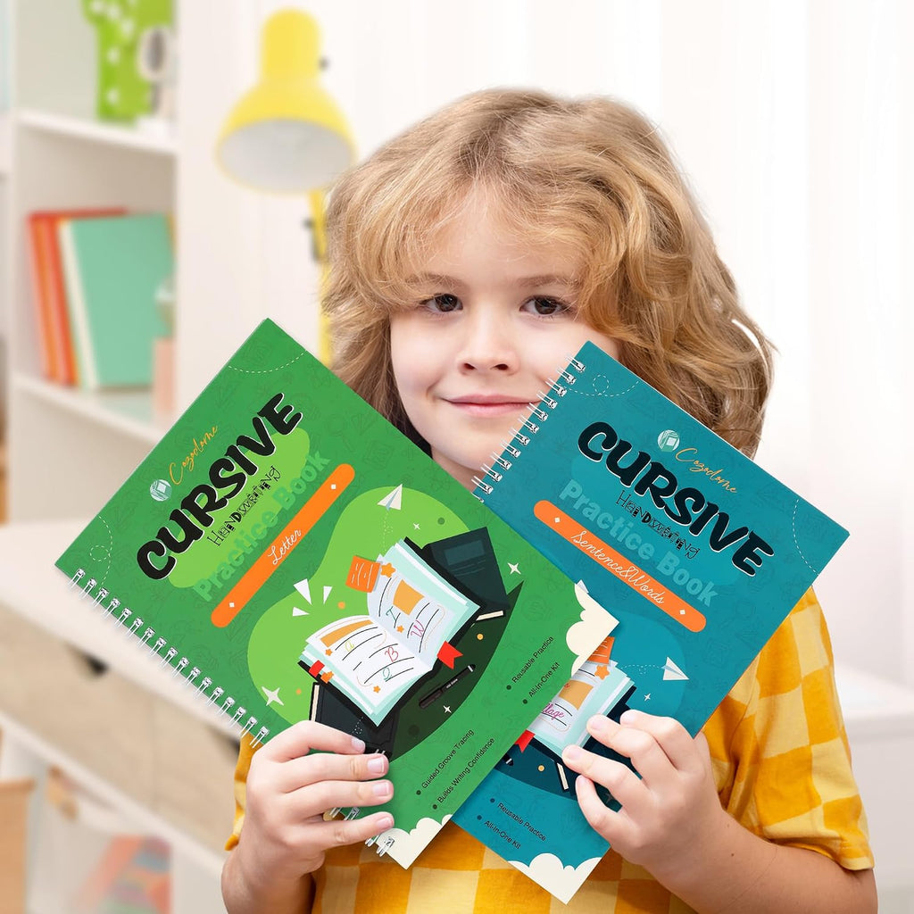 Grooved Cursive Handwriting Workbook for Kids-Reusable Magic Practice Book