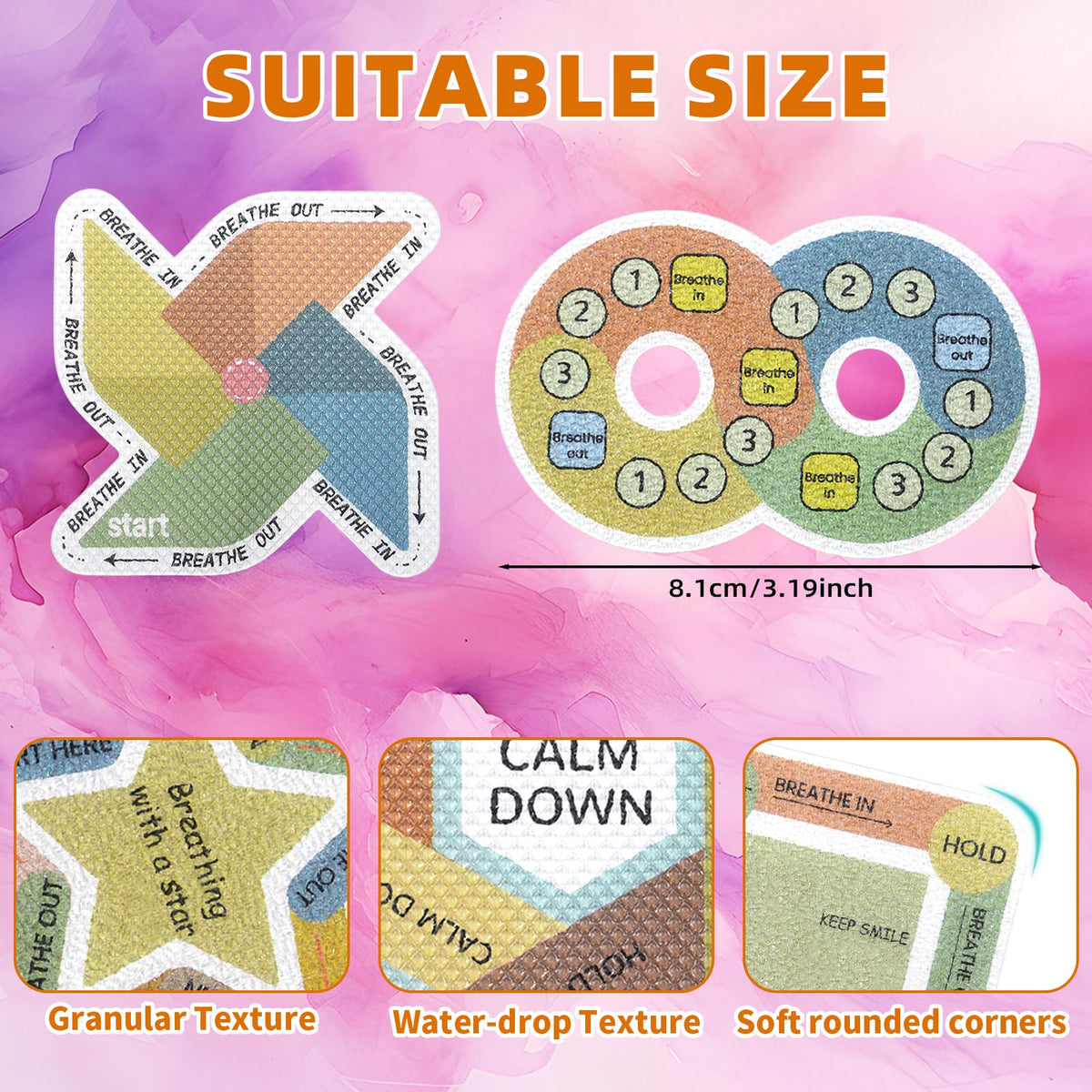 108 Pieces Sensory Stickers - 2 Textured Surface Sensory Stickers with Storage Box - Fidget Strips for Adults, and ADHD - Anxiety Relief Mindfulness Stickers for Office Desk