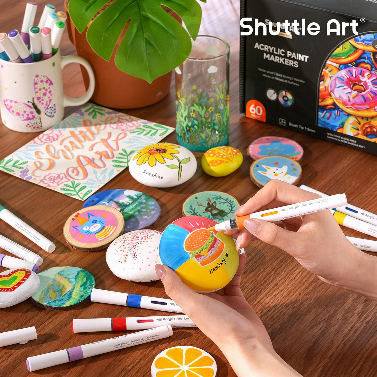 Shuttle Art 96 Colors Dual Tone Refillable Acrylic Markers with 100 Refills
