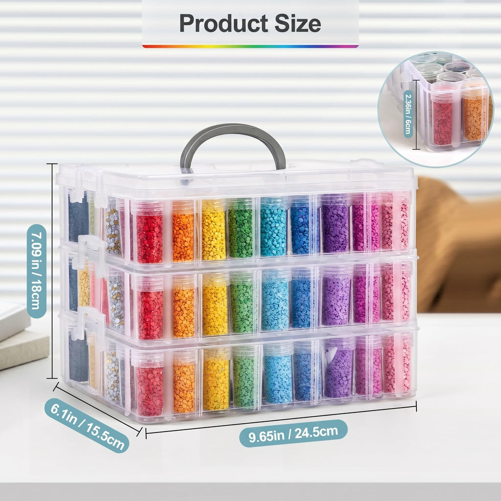Diamond Art Storage Organizer, 200 Jars, 4-Tier Stackable Case