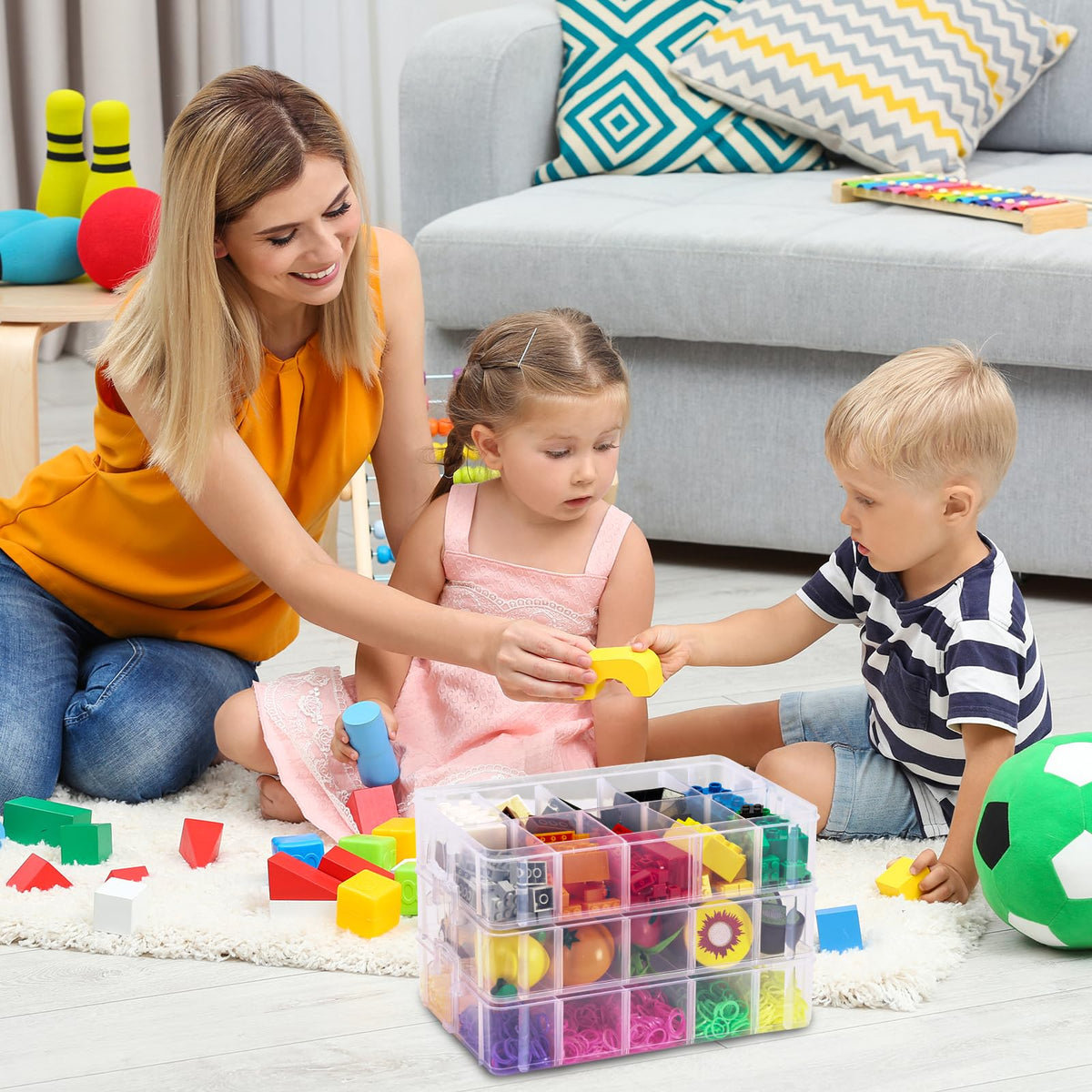 Bead Organizer 3 Tier 30 grid Stackable Craft Tackle Storage Container