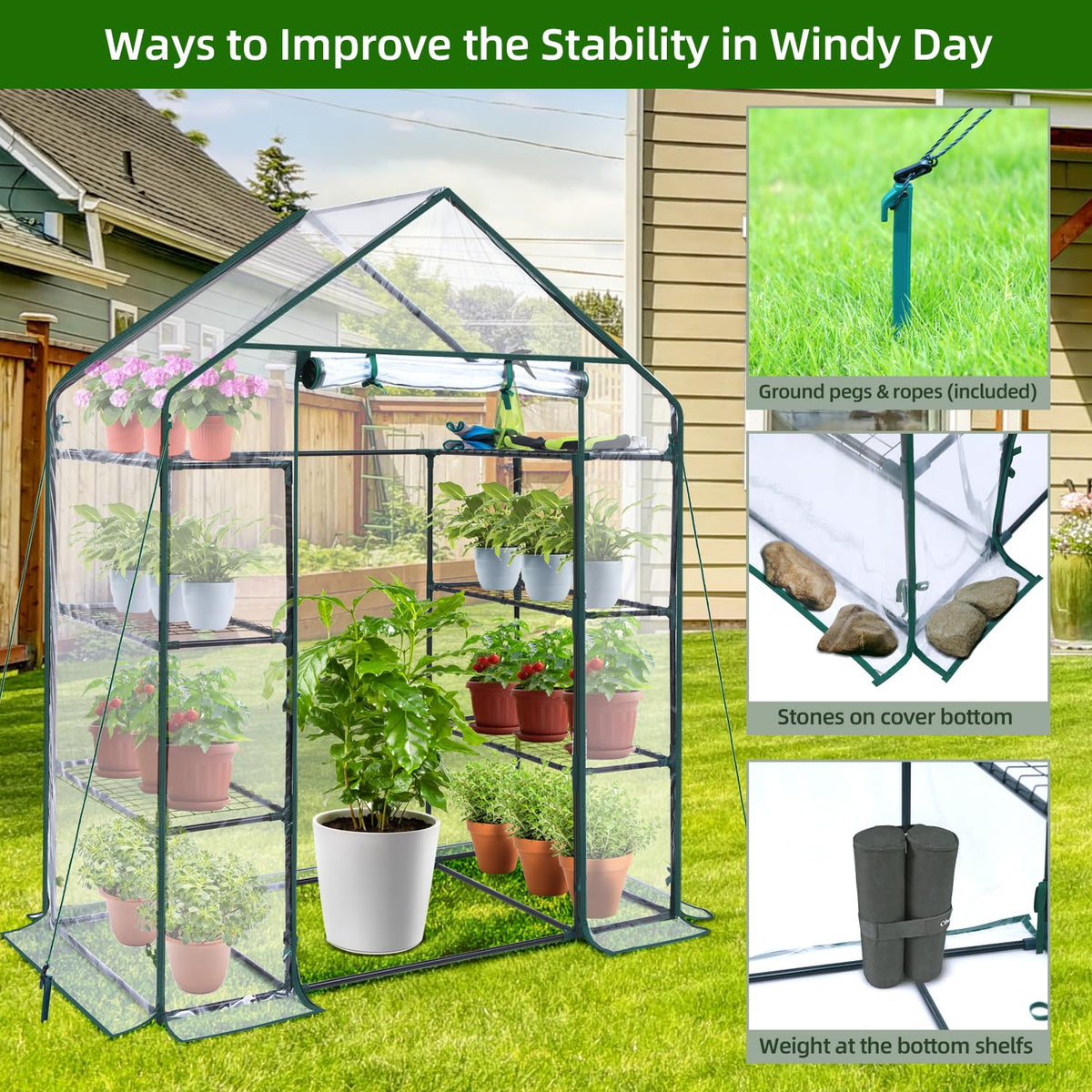 Ohuhu Plastic Greenhouse with 3–4 Tiers, Up to 22.56 Sq Ft