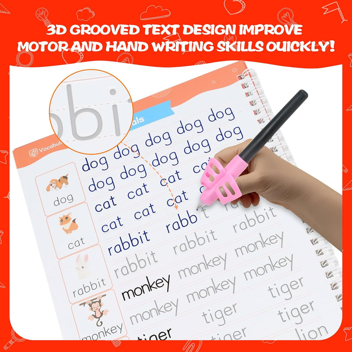 Magic Grooved Writing Practice Books for Kids 3-8