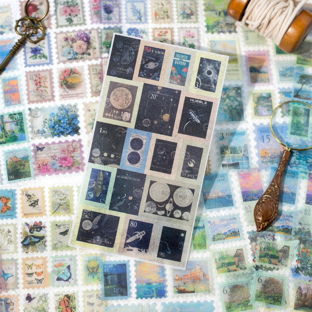 60PCS Twilight Forest Washi Stickers, Mystical Woodland Scenes for Journals, Scrapbooking, DIY Crafts and Gift Wrapping