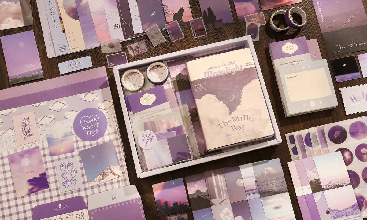 emmoolife 348 Pcs Scrapbooking Supplies Kit, Vintage Aesthetic Scrapbook Kit for Bullet Junk Journal, Stationery, A6 Grid Notebook, DIY Journaling Supplies, Birthday Craft Gift for Teen Girl Women
