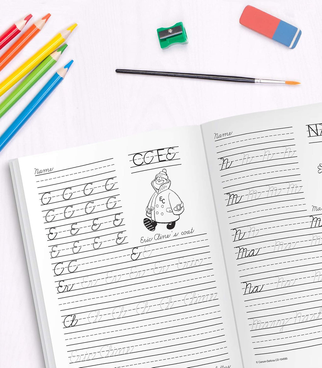 Carson Dellosa Grades 1-3 Beginning Traditional Cursive Handwriting Workbook, Writing Book With Dry Erase Number and Letter Tracing Activities, Classroom or Homeschool Curriculum