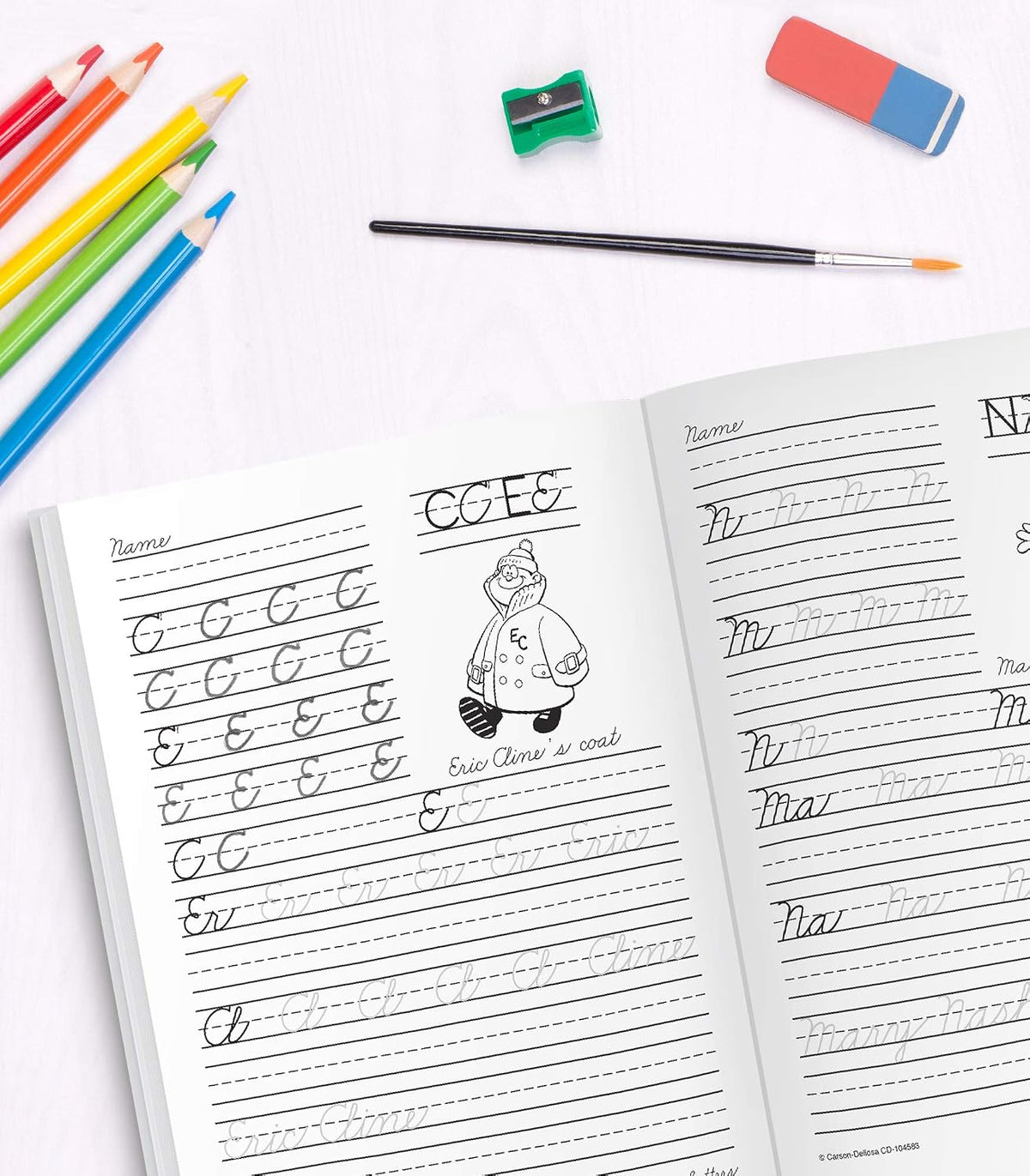 Carson Dellosa Grades 1-3 Beginning Traditional Cursive Handwriting Workbook, Writing Book With Dry Erase Number and Letter Tracing Activities, Classroom or Homeschool Curriculum