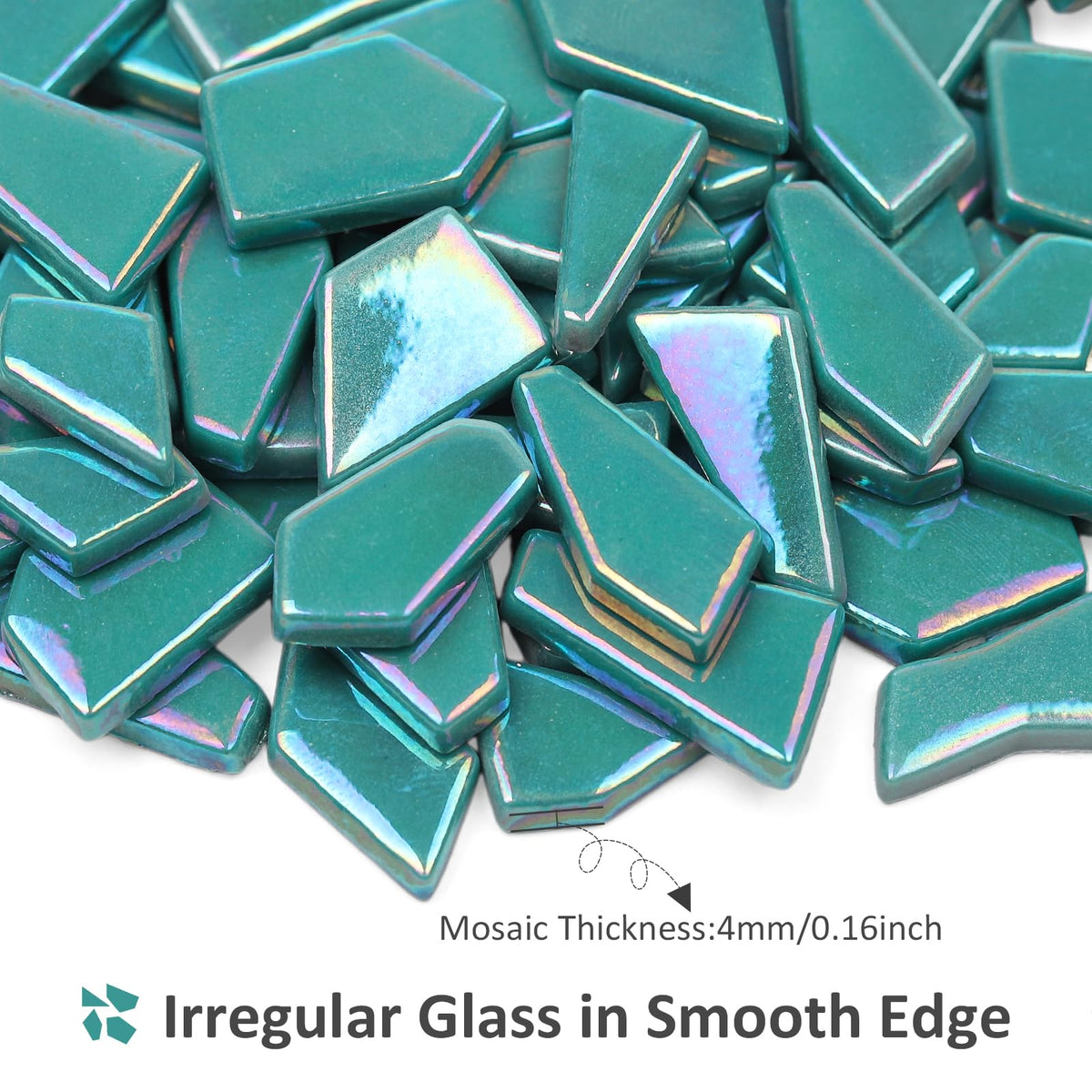Iridescent Glass Mosaic Tiles for Crafts Bulk,200g Broken Mosaic Glass Pieces for DIY Home Garden Art Projects, Handmade Crafts & Decor