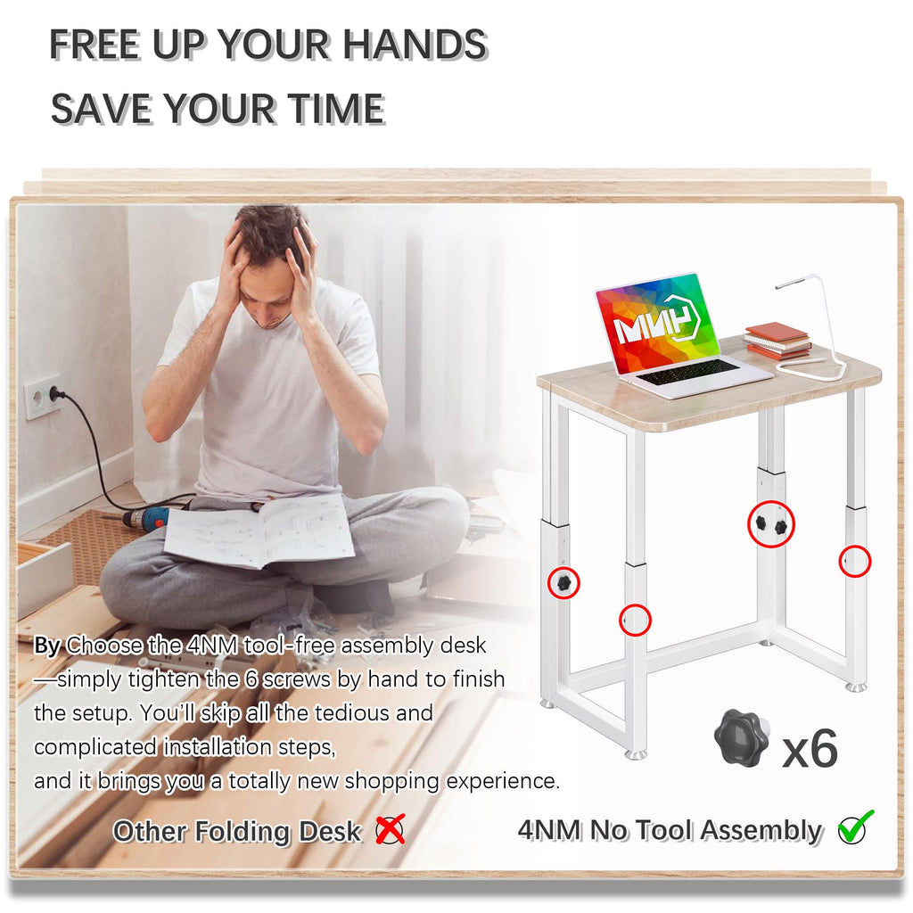 4NM 27.5-Inch Folding Student Desk with Wheels