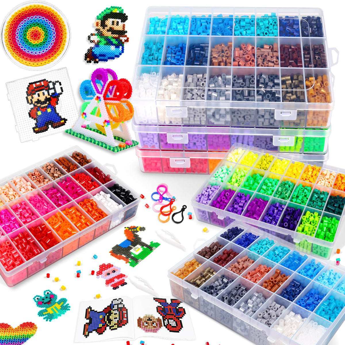 23000 5mm Fuse Beads Kit for Craft Gifts - 22 Colors | 106 Patterns