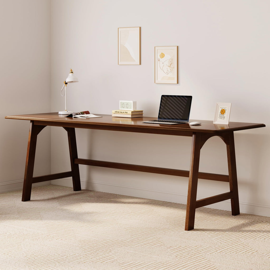 IOTXY Solid Wood Writing Table - 60" W Minimalist PC Computer Desk, Oak