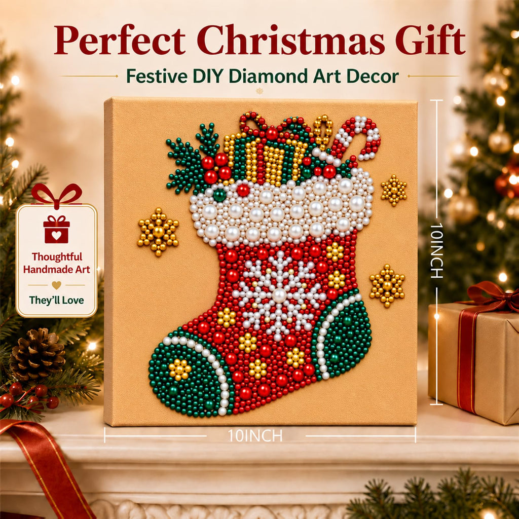 6 PCS DIY Pearl Diamond Art Kits for Adults, Wooden Christmas Ornaments