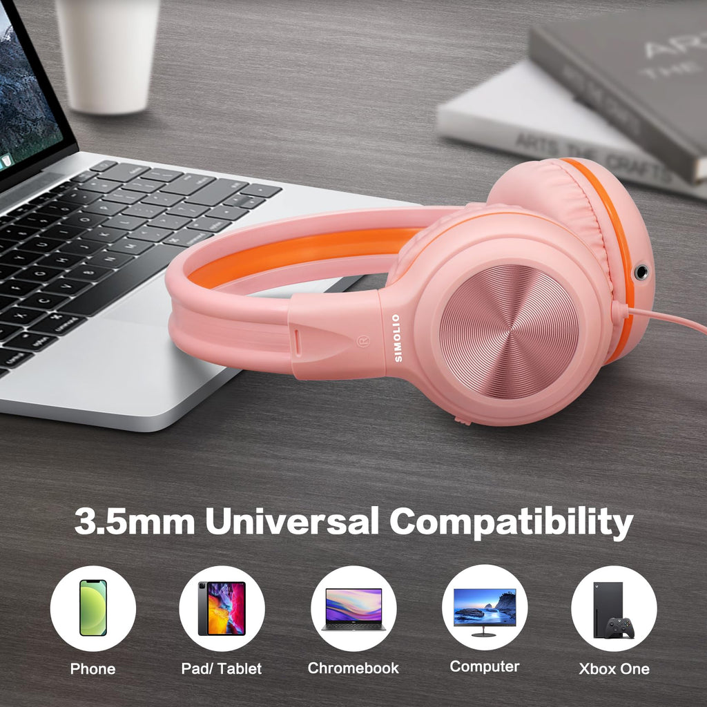 SIMOLIO Manyshare Kids Headphones with Mic, 3.5mm Wired School Headset